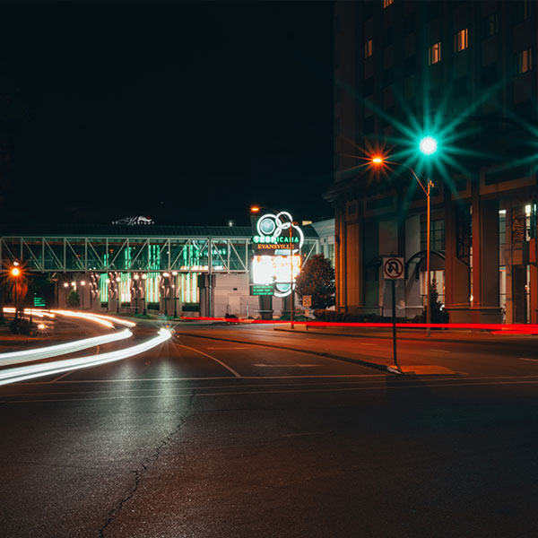 night view of evansville, in