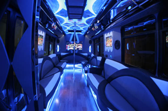 30-passenger party bus interior